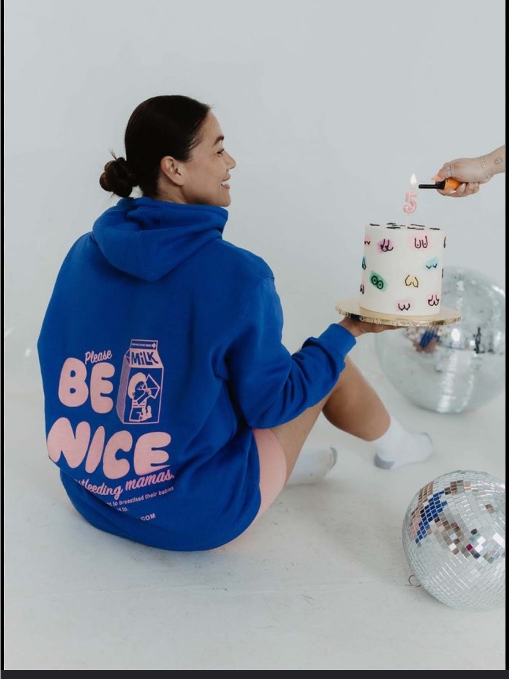The Little Milk Bar blue “be nice” hoodie